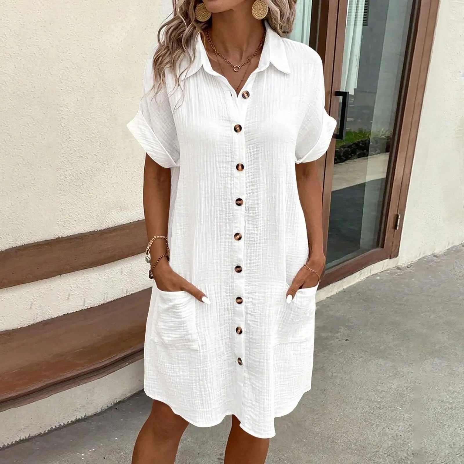 Riley™ - Chic Button-Up Summer Dress