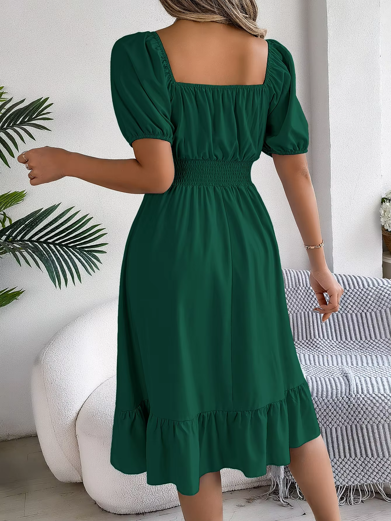 Riley™ - Chic Short Sleeve V-Neck Linen Dress